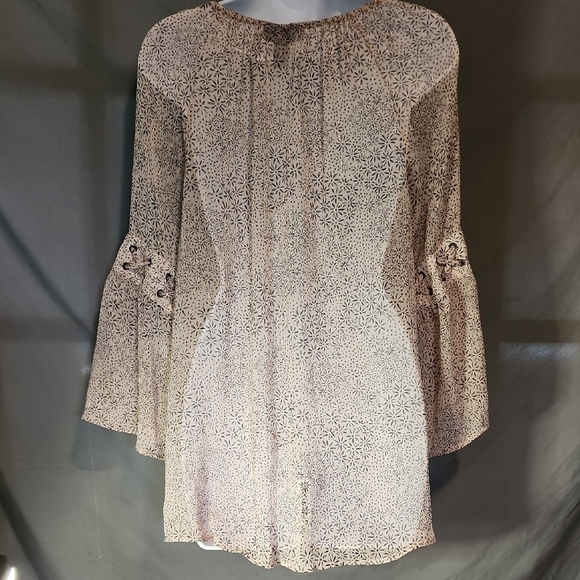 Style & Co. Tan Tie Front Tunic with Relaxed Bell Sleeves - Picture 4 of 10
